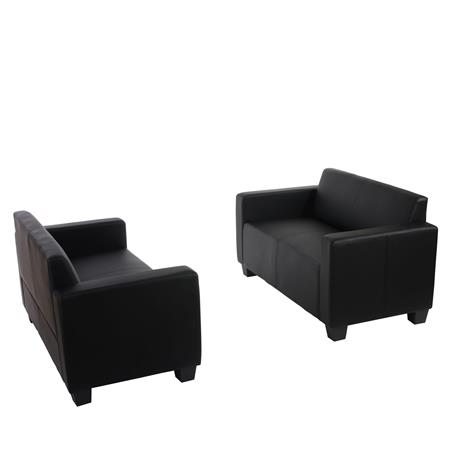 Set due divani a 2 posti RODDY, Grande comfort e Design moderno, in Pelle, colore Nero