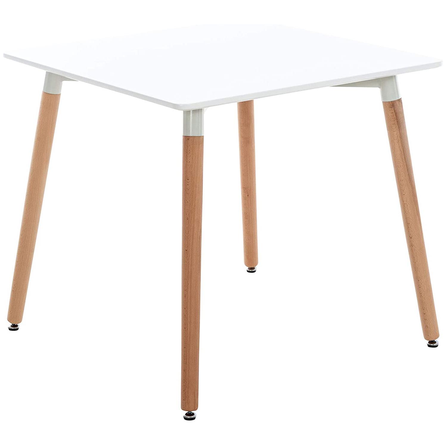 Tavolo da Appoggio BERGER, 80x80x75cm, Stile Nordico, in Legno, Ripiano Bianco