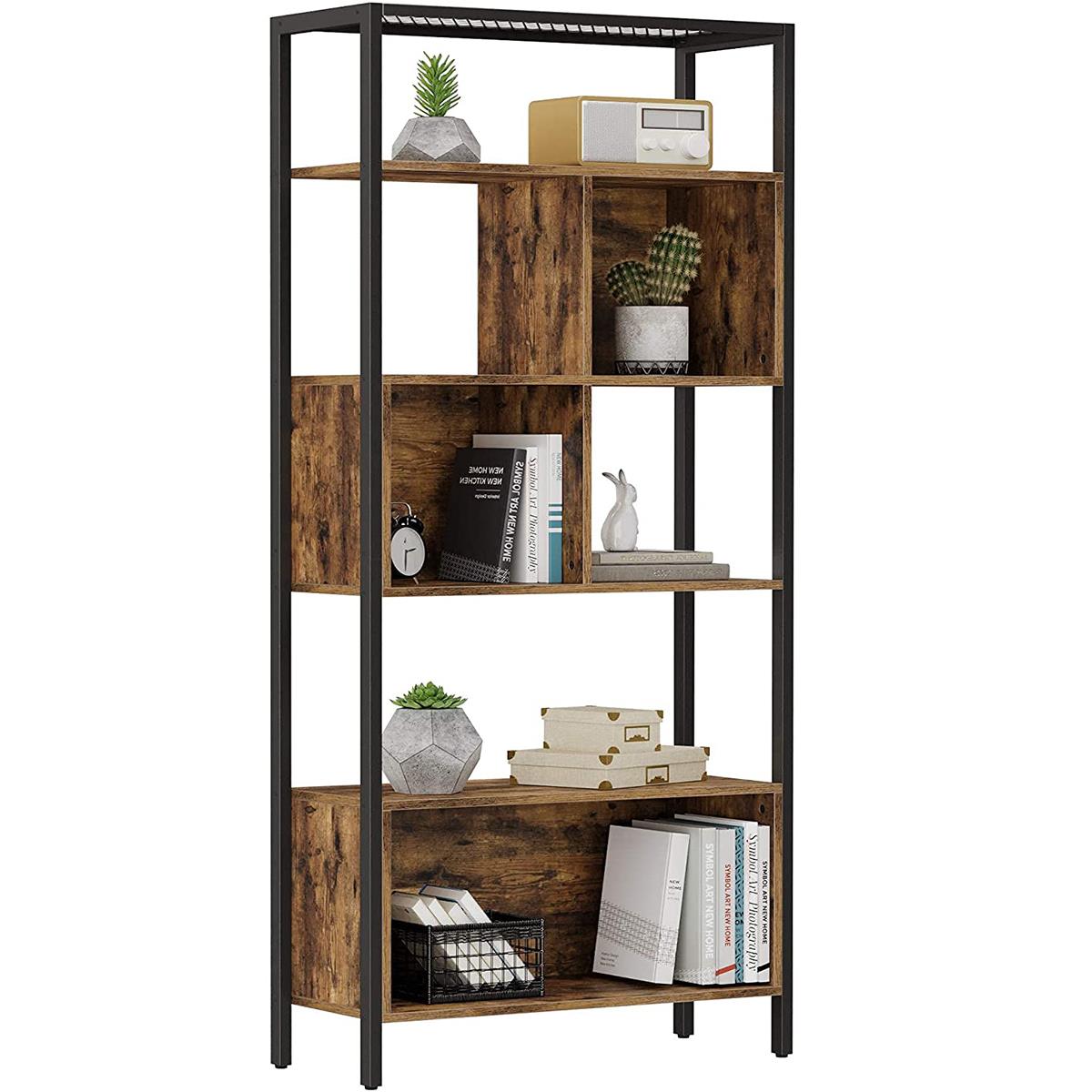 VERSA Libreria In Metallo Nero Stile Industriale, Compatta 60x30x70 Cm, Ideale Per Piccoli Spazi
