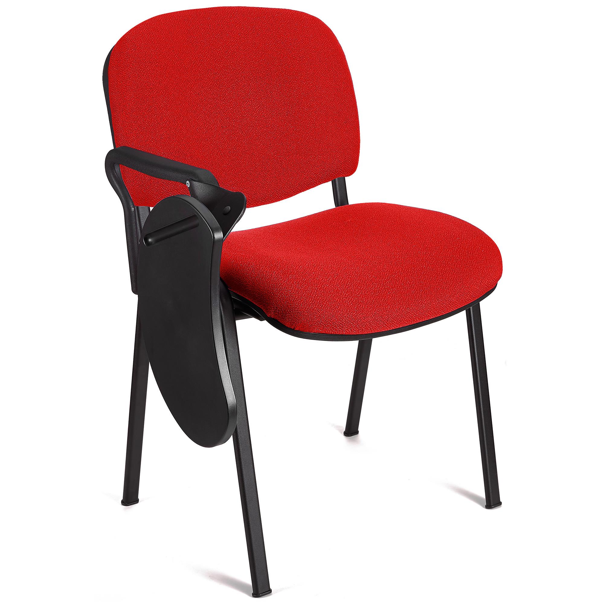 Sedia Conferenze MOBY con SCRITTOIO ribaltabile, Prezzo imbattibile, colore Rosso con gambe Nere