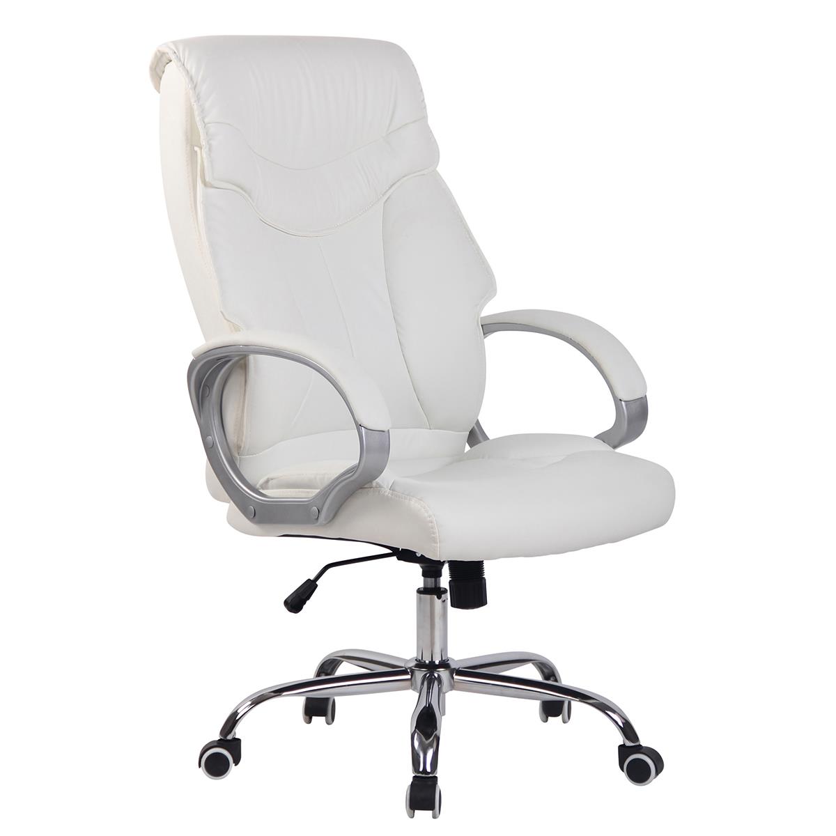 Poltrona per ufficio KIMI, Ampio schienale ergonomico, Imbottitura doppia, in Pelle color Bianco
