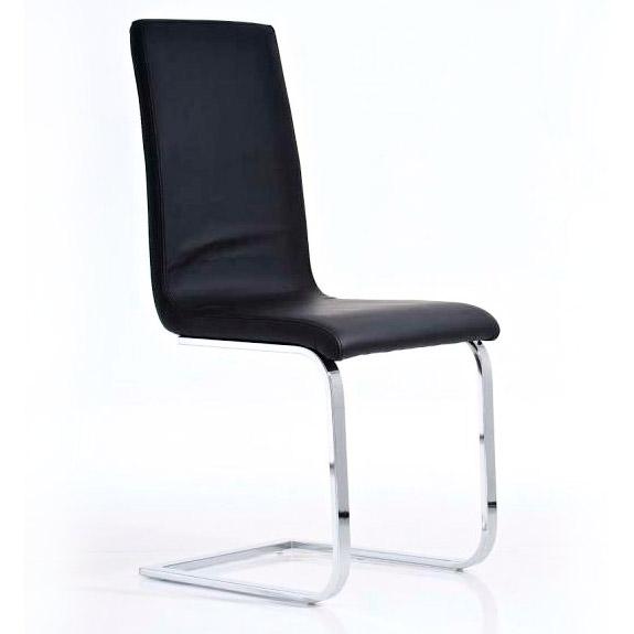 Sedia per Ospiti / Sala Attesa TORIA, Design minimalista, Ergonomica, in Metallo cromato e Pelle, colore Nero