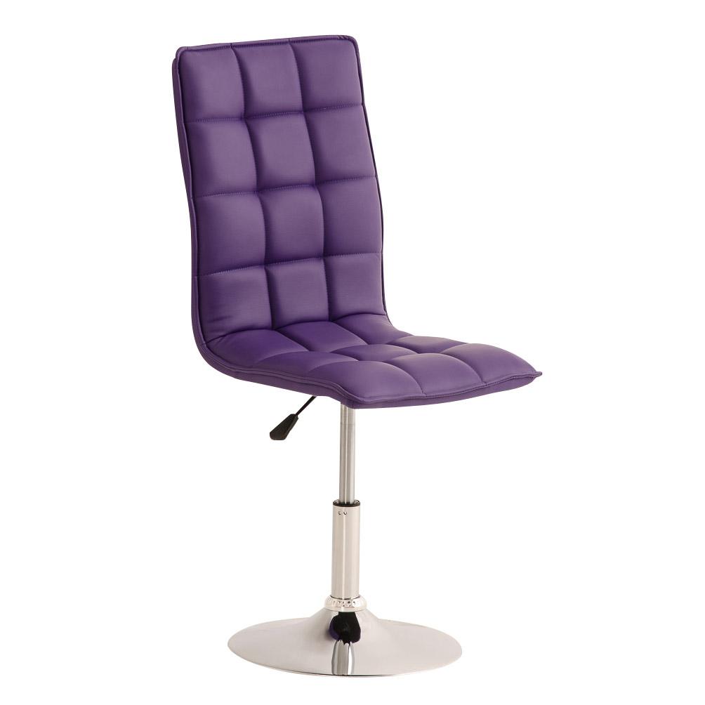 Sedia per Sala Attesa/Reception BULGARI, Altezza regolabile, Base circolare in metallo, in Pelle color Viola