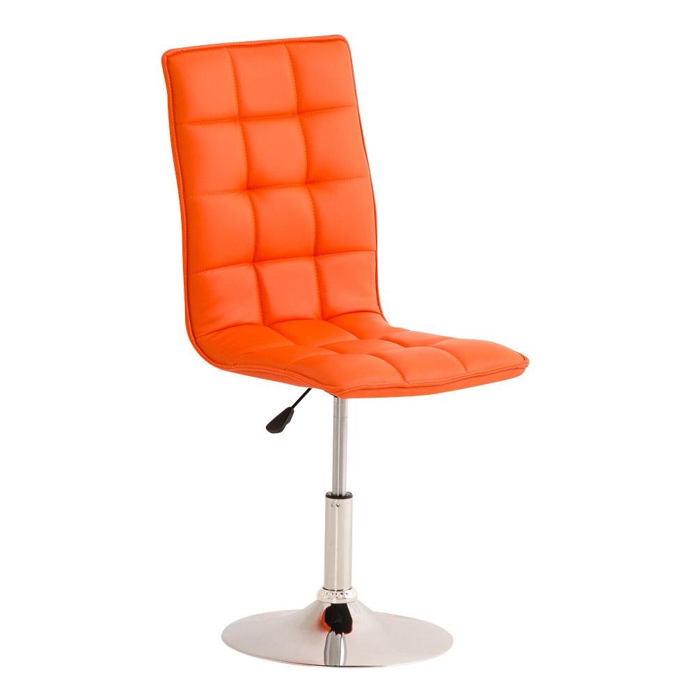 Sedia per Sala Attesa/Reception BULGARI, Altezza regolabile, Base circolare in metallo, in Pelle color Arancione