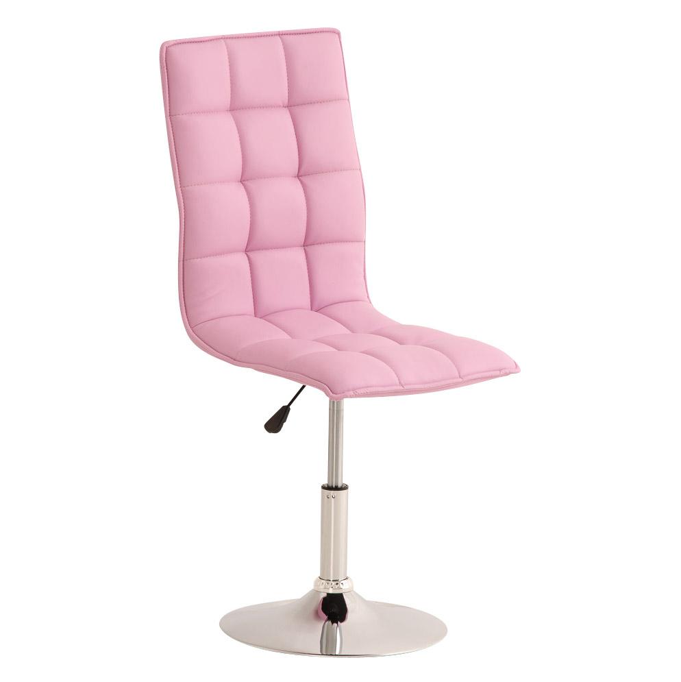 Sedia per Sala Attesa/Reception BULGARI, Altezza regolabile, Base circolare in metallo, in Pelle color Rosa