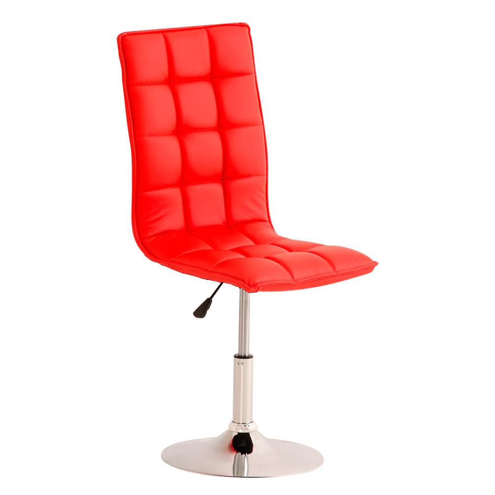 Sedia per Sala Attesa/Reception BULGARI, Altezza regolabile, Base circolare in metallo, in Pelle color Rosso