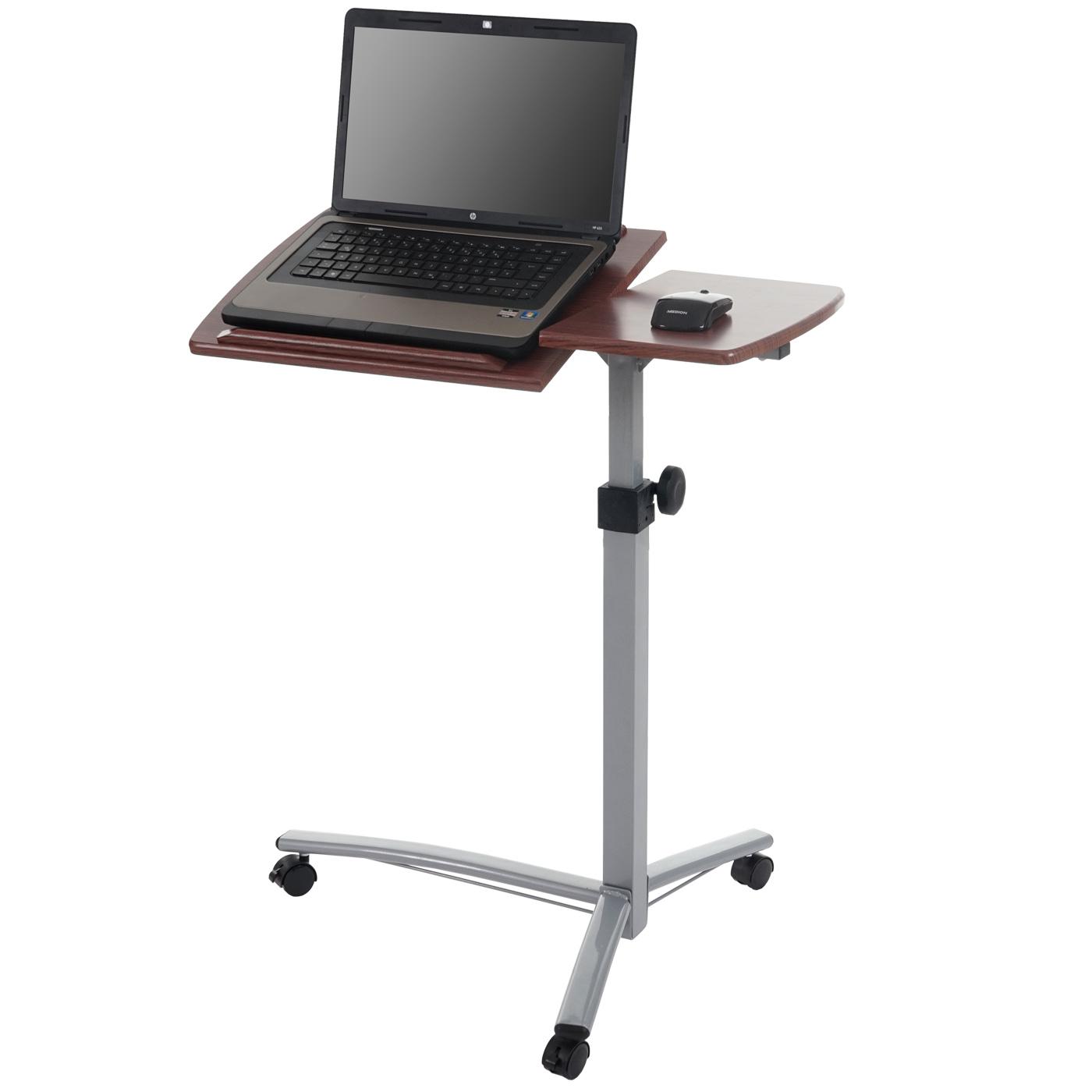 Tavolino / Leggio per Computer Portatile STAND, Altezza regolabile, Con Ruote, Ripiano in Legno color Noce