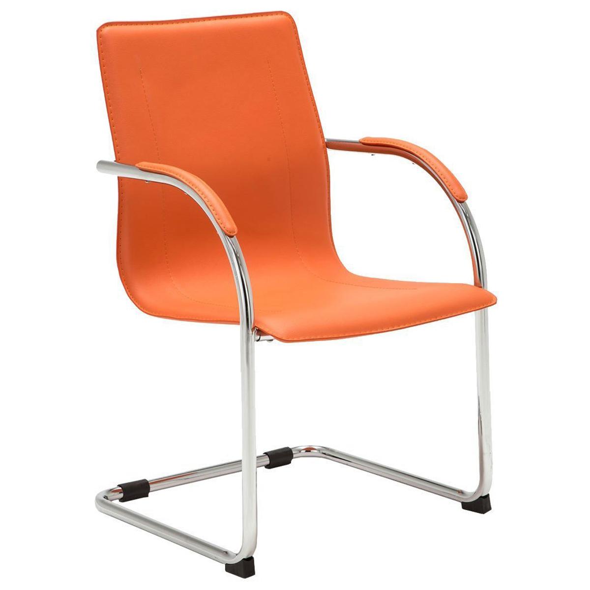 Sedia da Attesa o Riunioni FLAP, Struttura in metallo, Design elegante e moderno in Pelle, colore Arancione