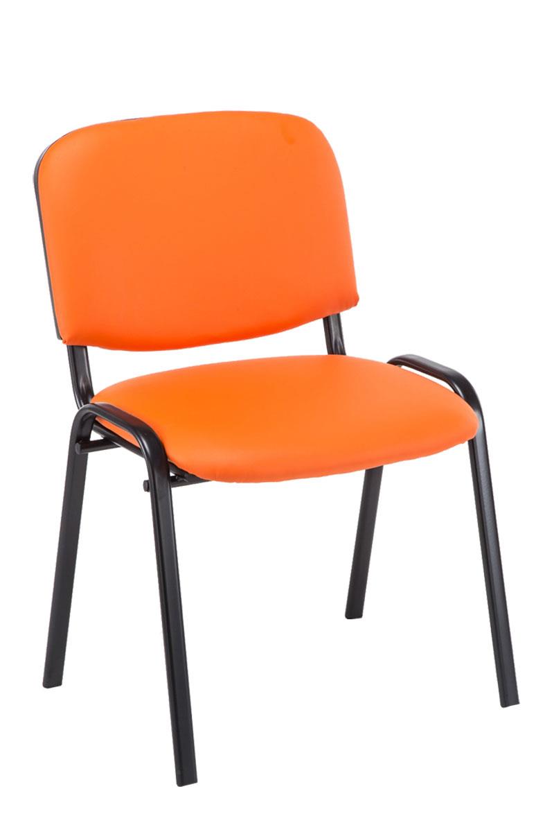 Sedia Conferenze MOBY IN PELLE, Comoda e pratica, Prezzo super, colore Arancione e gambe Nere