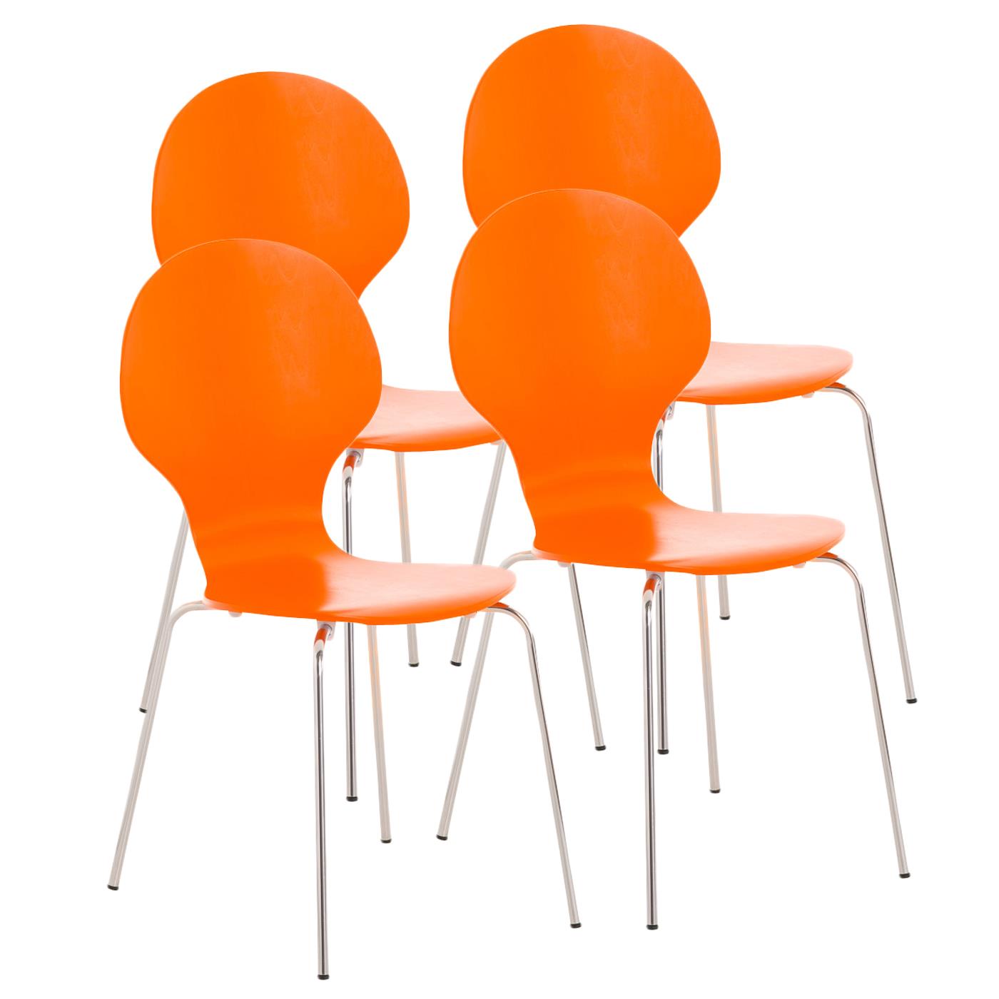 Lotto di 4 Sedie da Attesa / Ospiti CARVALLO, Struttura in metallo, Impilabili, colore Arancione