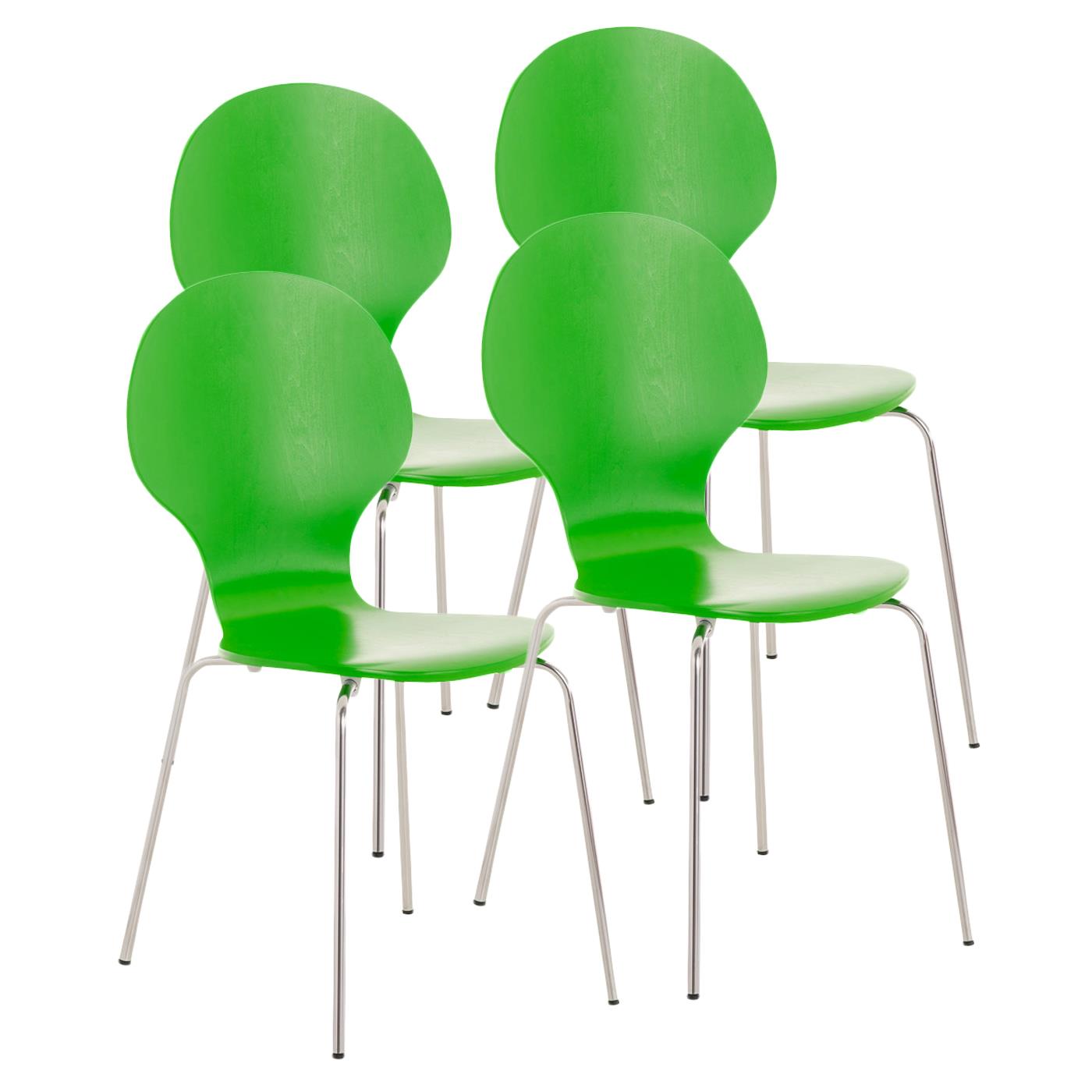 Lotto di 4 Sedie da Attesa / Ospiti CARVALLO, Struttura in metallo, Impilabili, colore Verde