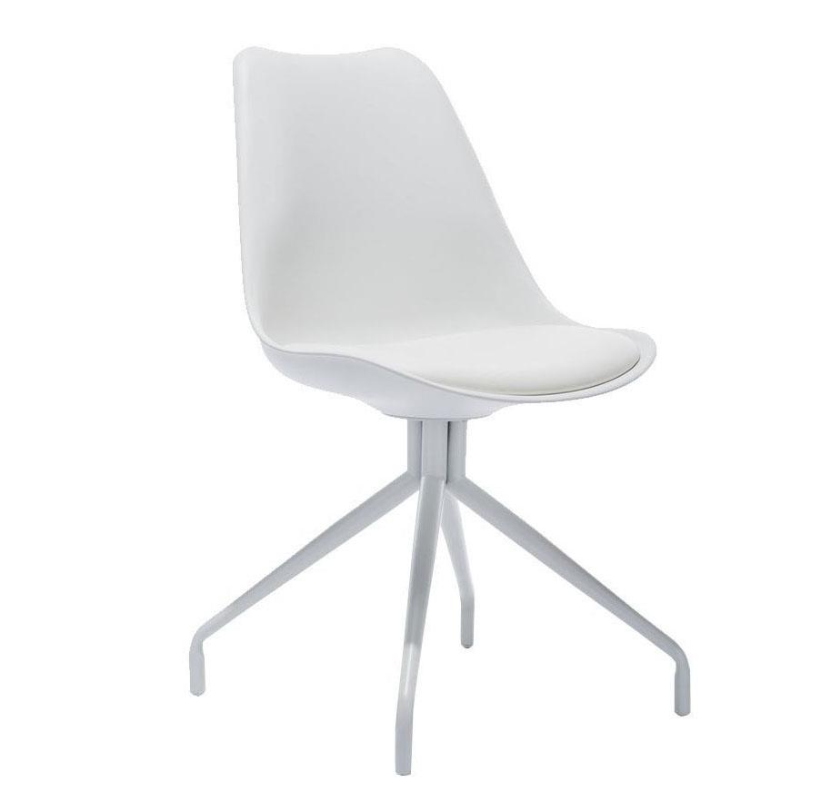 Sedia di Design per Ospiti RECULA, stile esclusivo, Base in metallo, Seduta in Pelle colore Bianco