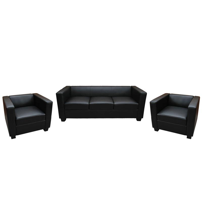 Set divani 3+1+1 modello BASILIO, Grande Comfort, in Pelle colore Nero