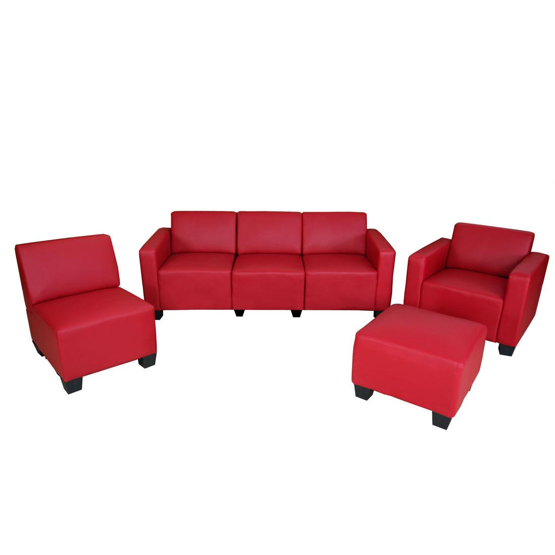 Set divani 3+1+1 modello LYON, Design e Comfort, in Pelle colore Rosso