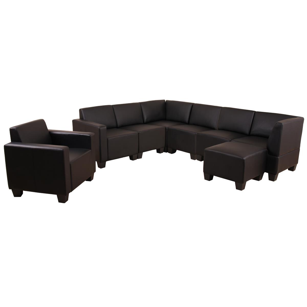 Set divani 6+1+1 modello LYON, Design Moderno e Comfort, in Pelle colore Nero