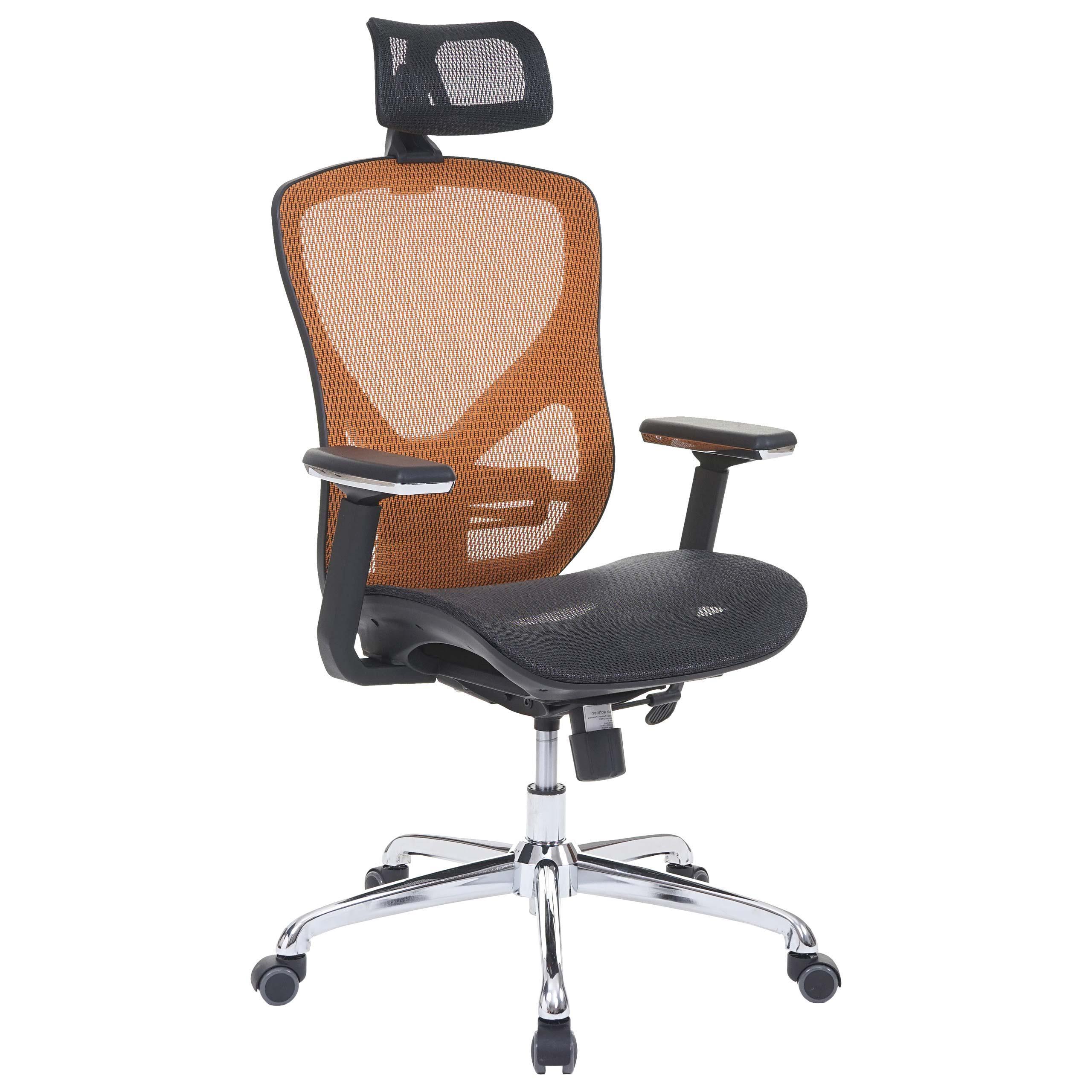 Sedia ergonomica LAMBI, Completamente Regolabile, Supporto Lombare, in color Nero/Arancione