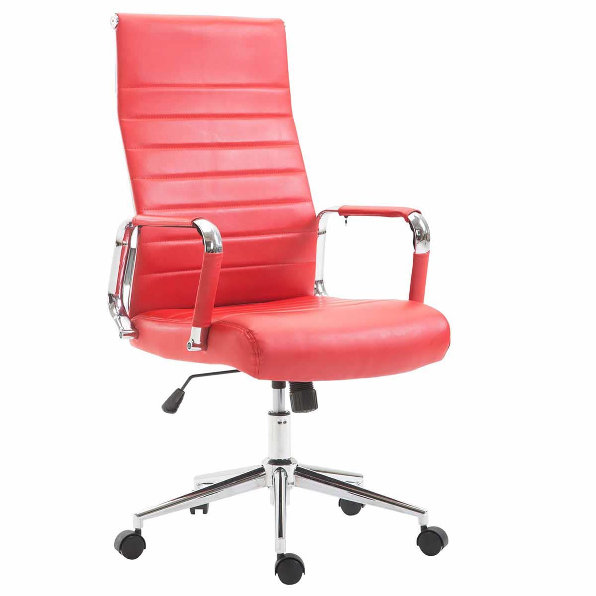 Sedia da Ufficio KOLMU, Design Accattivante, Struttura in Metallo, in Pelle, color Rosso
