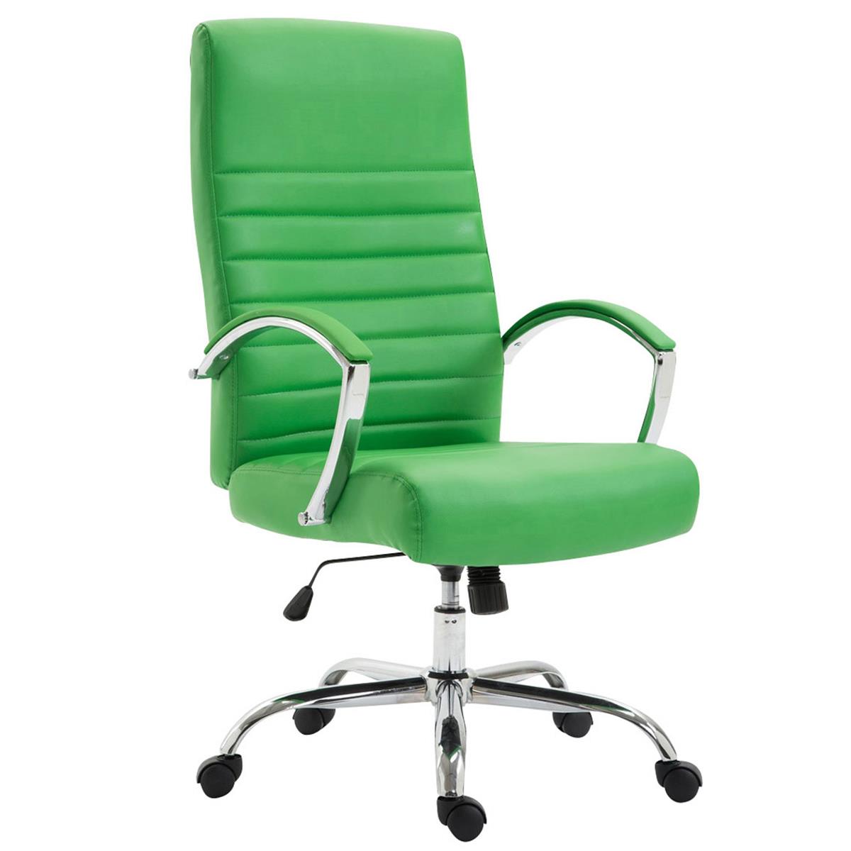 Sedia da Ufficio VANCOUVER, Design Moderno con Cuciture a Vista, in Pelle, color Verde