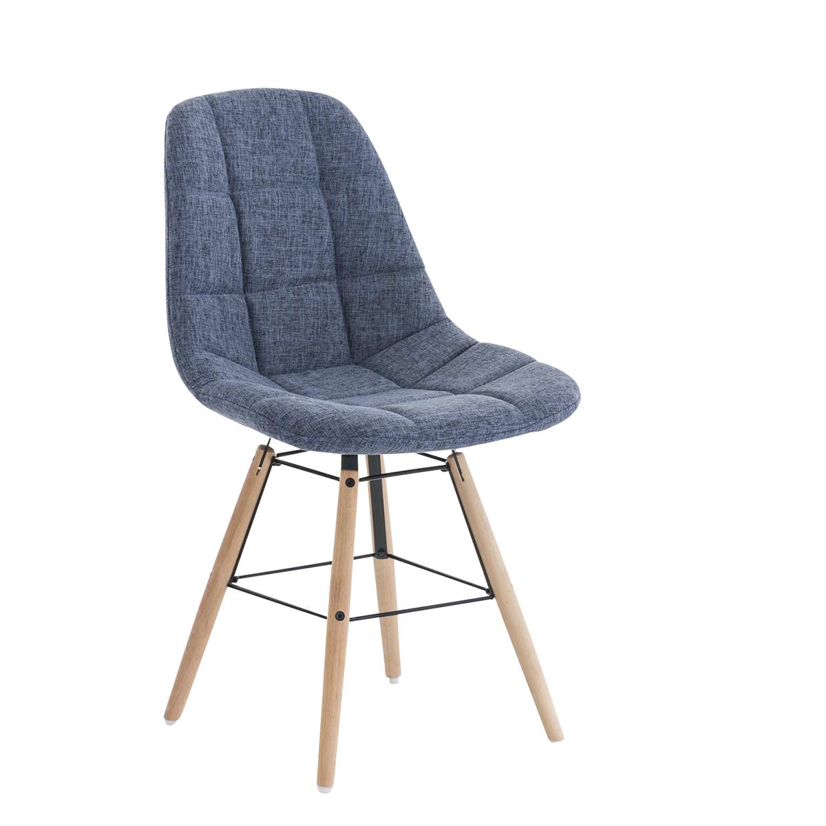 Sedia per Ospiti TOMMY TESSUTO, Design Scandinavo, in Legno color Faggio e Tessuto Blu