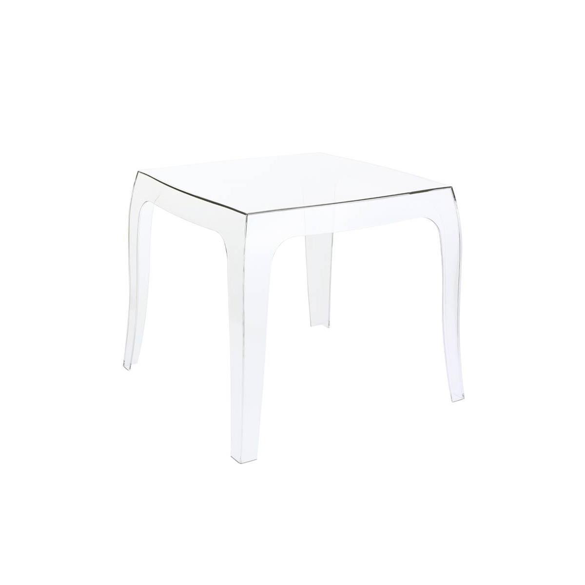 Tavolino D'appoggio SOPHIE, 50x50cm, Impilabile, Polipropilene Trasparente