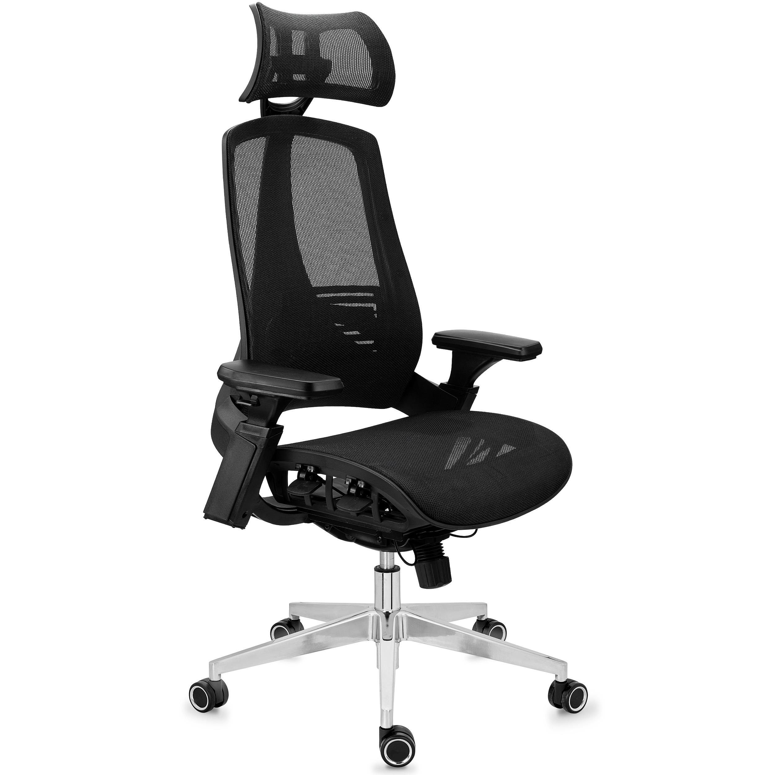 Sedia Ergonomica Da Ufficio Con Poggiatesta E Braccioli Ribaltabili – Supporto Lombare, Girevole 360° – Nero