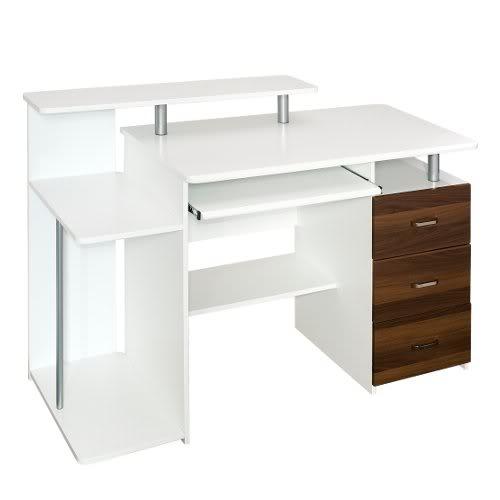 Scrivania STELLA in bianco satinato, cassetti color noce - Scrivania ... Scrivania STELLA in bianco satinato, cassetti color noce - Scrivania ...