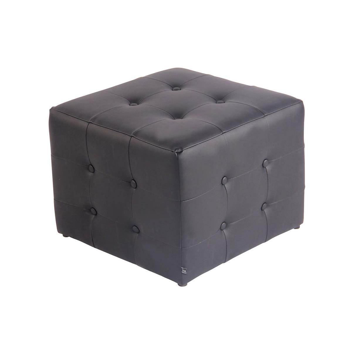 Pouf GALAK, Imbottito e Trapuntato 48x48cm, in Pelle, Bianco