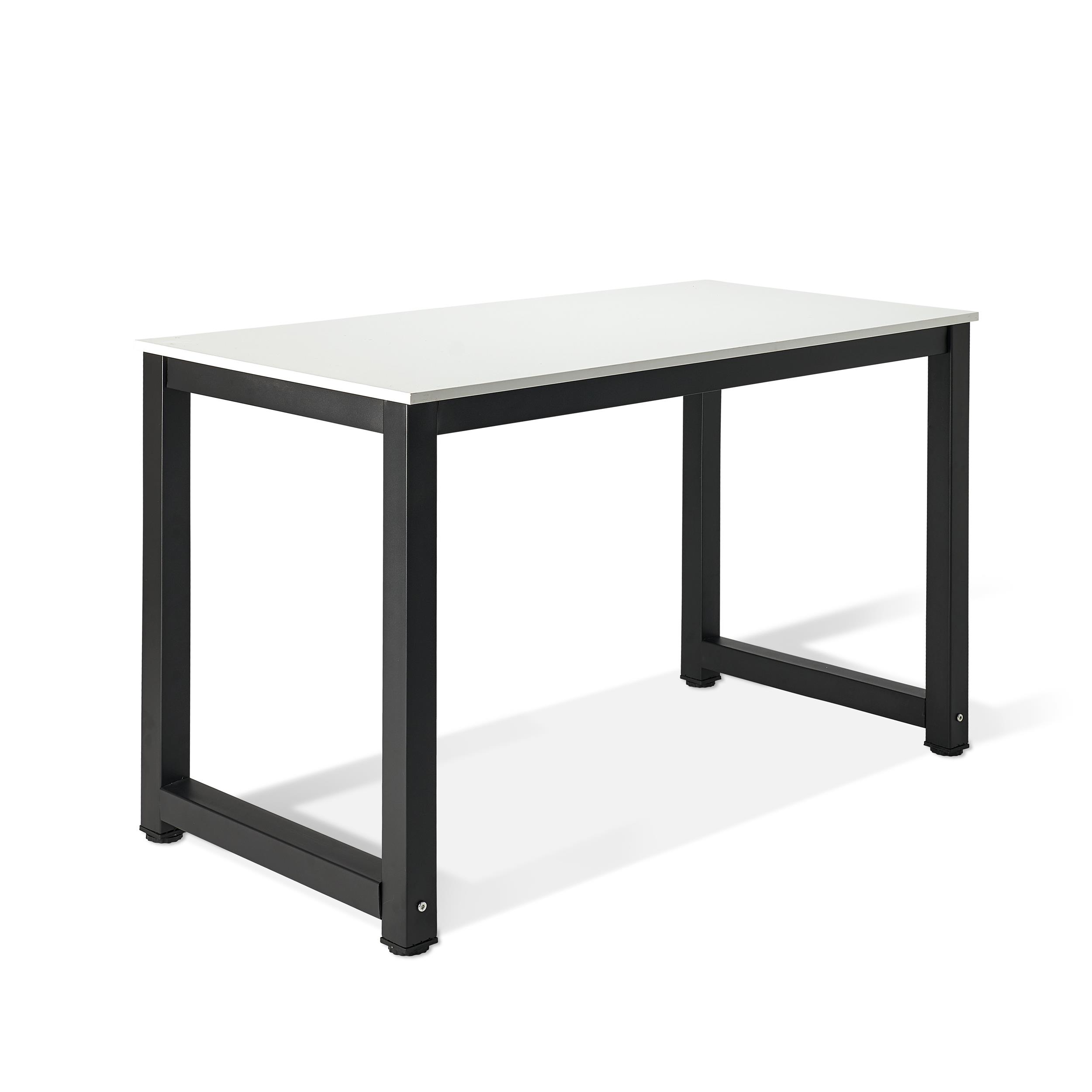 Tavolo per PC DINA, 120x60x75cm, Telaio in Metallo Nero, Piano in Legno  Bianco