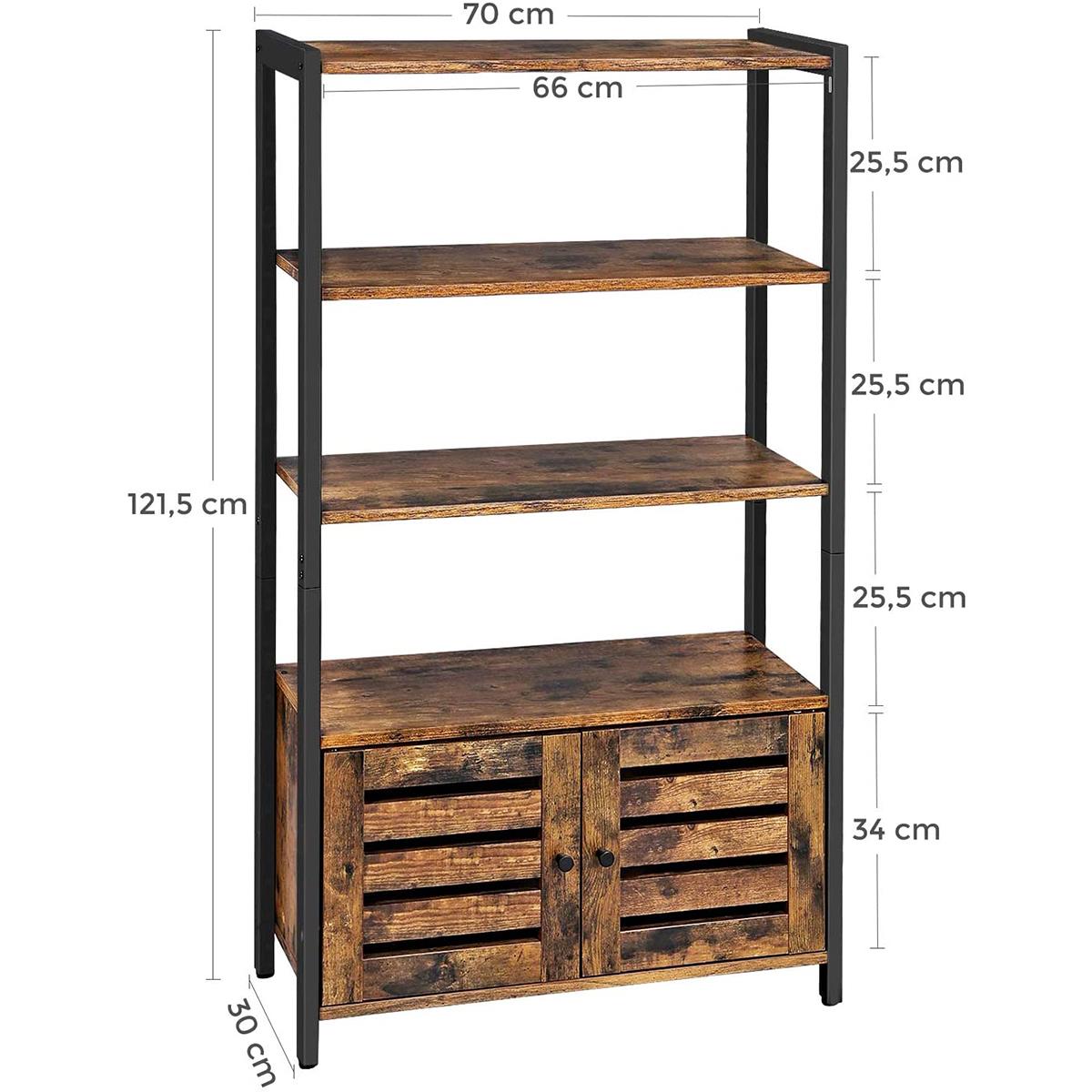 Libreria MAETI, Stile Vintage, 70x30x121 cm, In Ferro e Legno color Faggio  