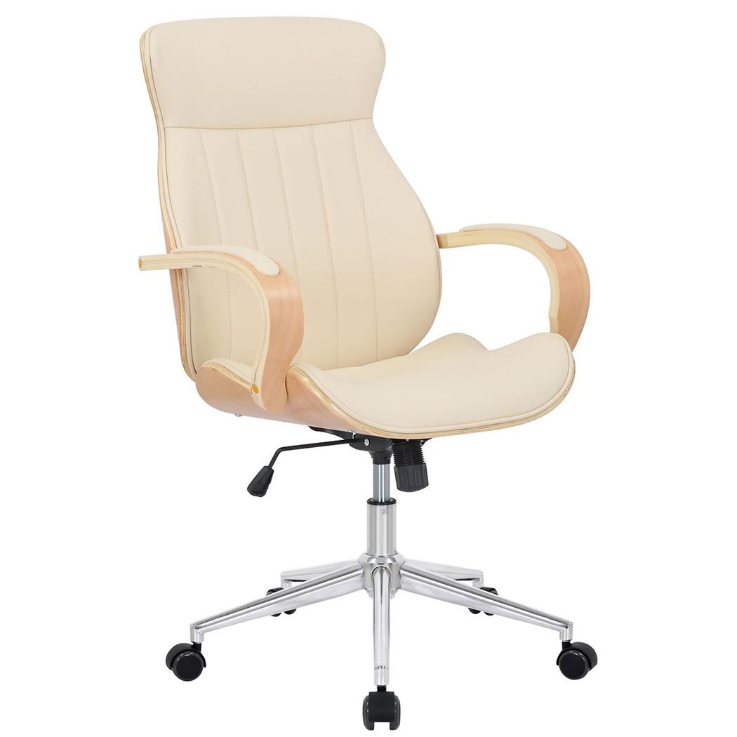 Sedia di Design MELINA, Elegante e Moderna, Struttura Legno Faggio, Seduta in Pelle Crema