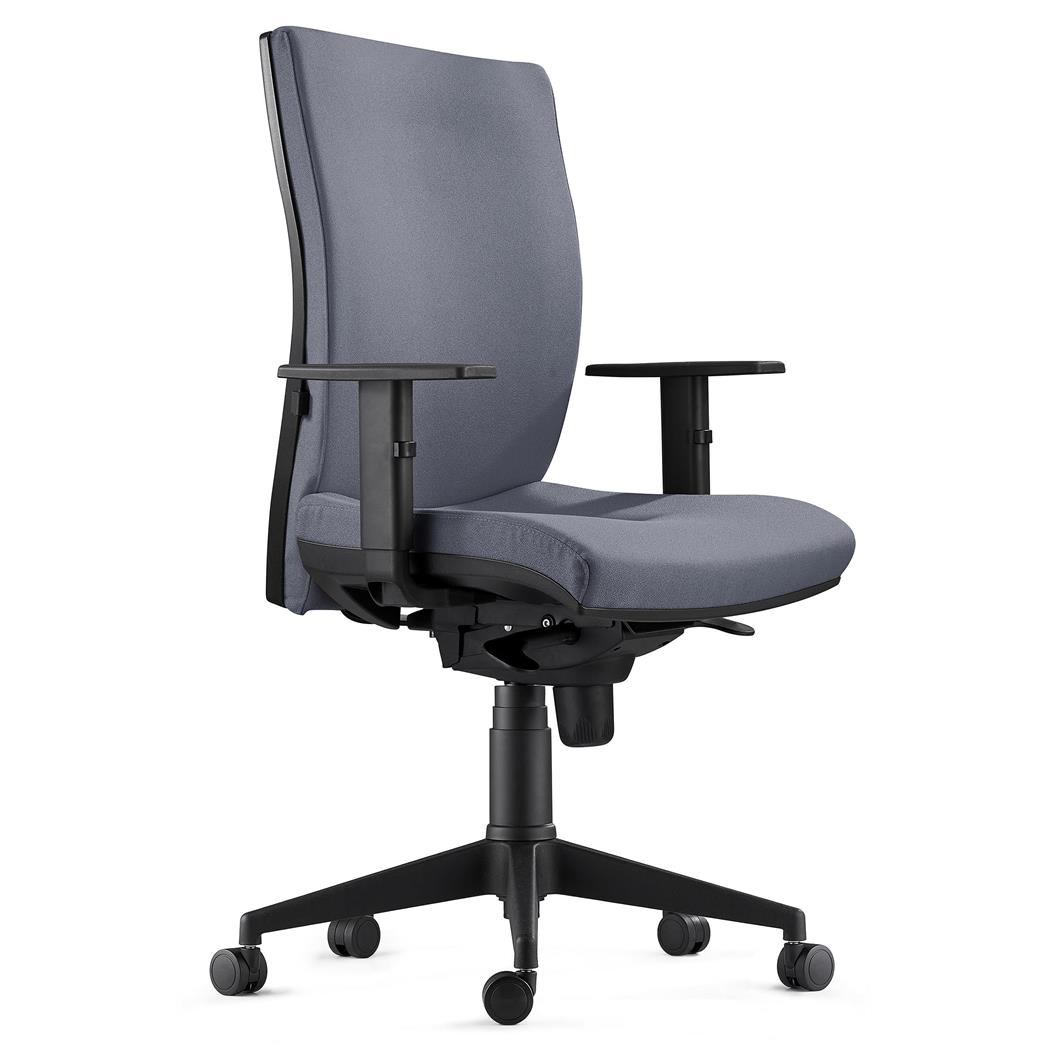 DEMO# Sedia Ergonomica KEVIN, in Tessuto color Grigio, con Sostegno lombare e Braccioli Regolabili