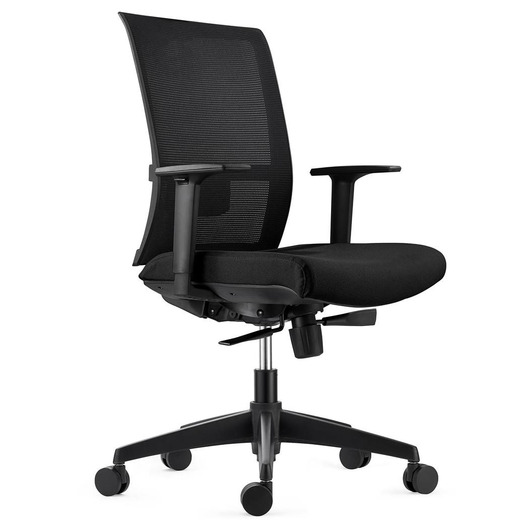 DEMO# Sedia Ergonomica EXON, Supporto Lombare, in Tessuto e Rete color Nero