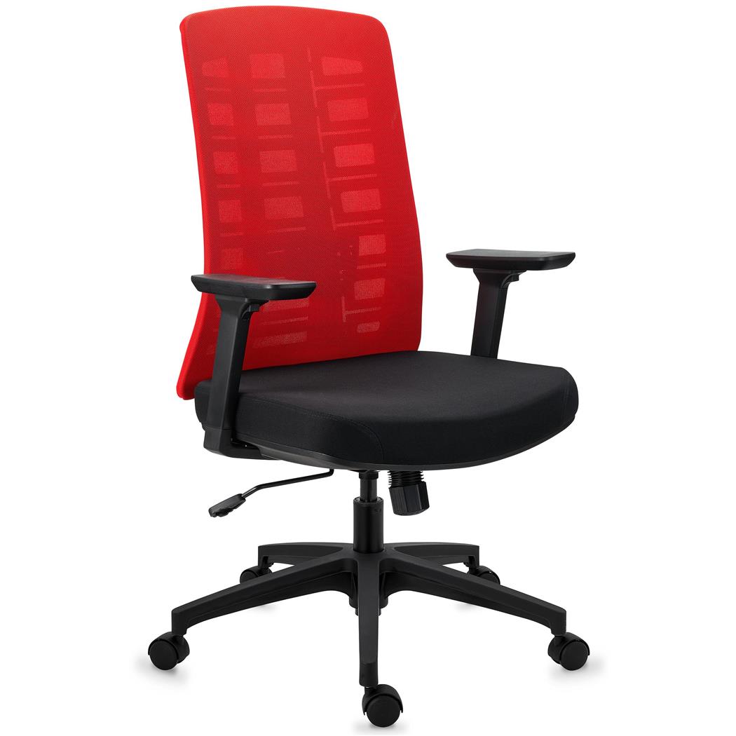 Sedia da Ufficio MAJESTIC, Design Esclusivo, Alta Gamma, Ergonomica, in Rosso