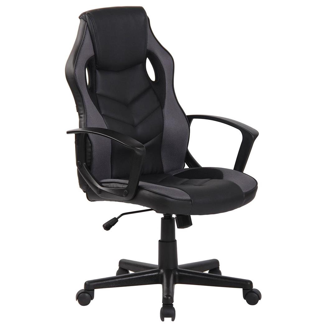 Sedia Gaming DELI, Design Sportivo, Schienale Alto, in Pelle Nera