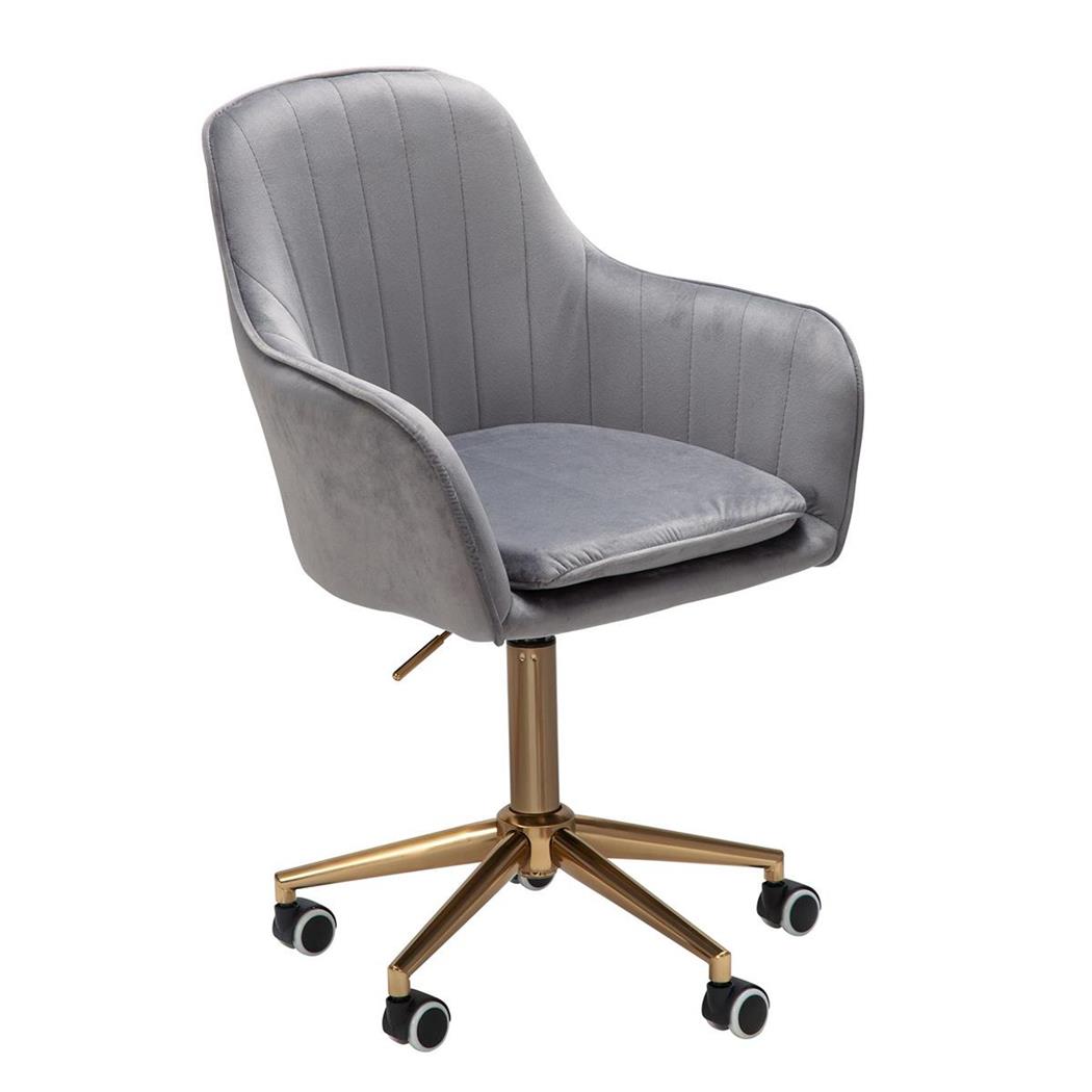 Sedia da ufficio DAMA, Design Elegante, Base Oro, in Velluto colore Grigio