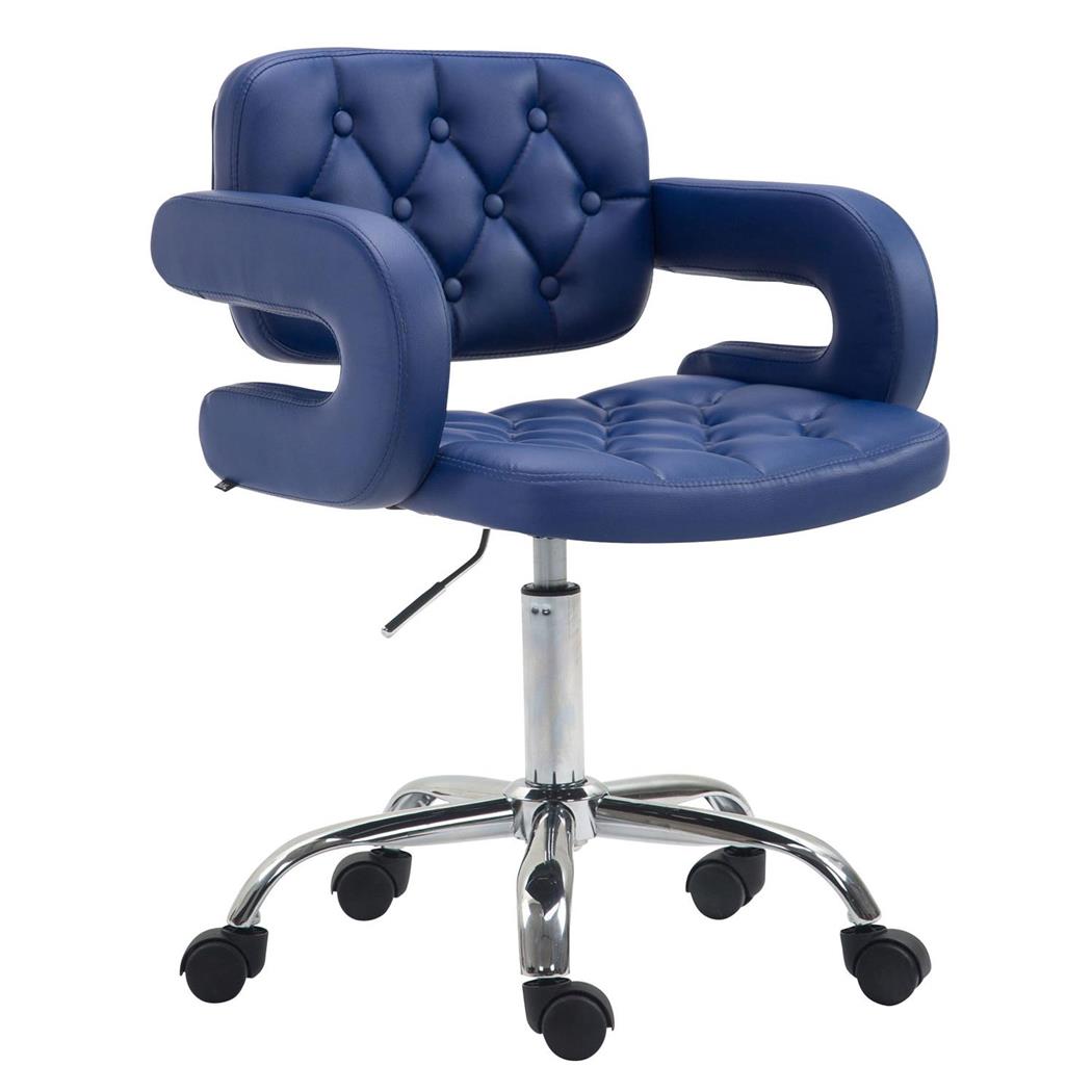 Sedia da ufficio SAMSON, Comoda Imbottitura con Braccioli, in Pelle Blu