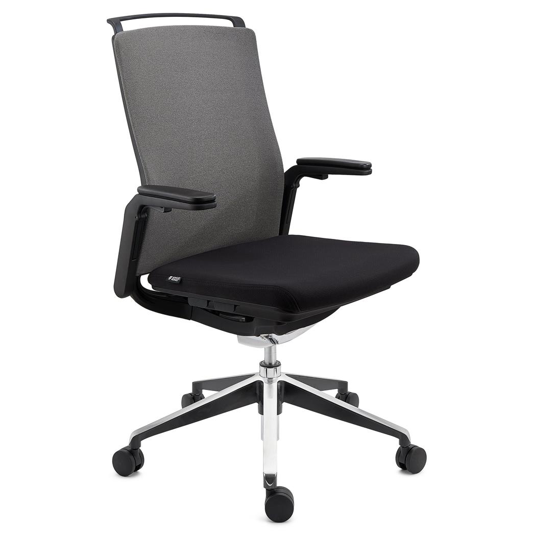 DEMO# Sedia Operativa VELVET, Elegante, Regolabile in Profondità, Tessuto e Rete, Grigio