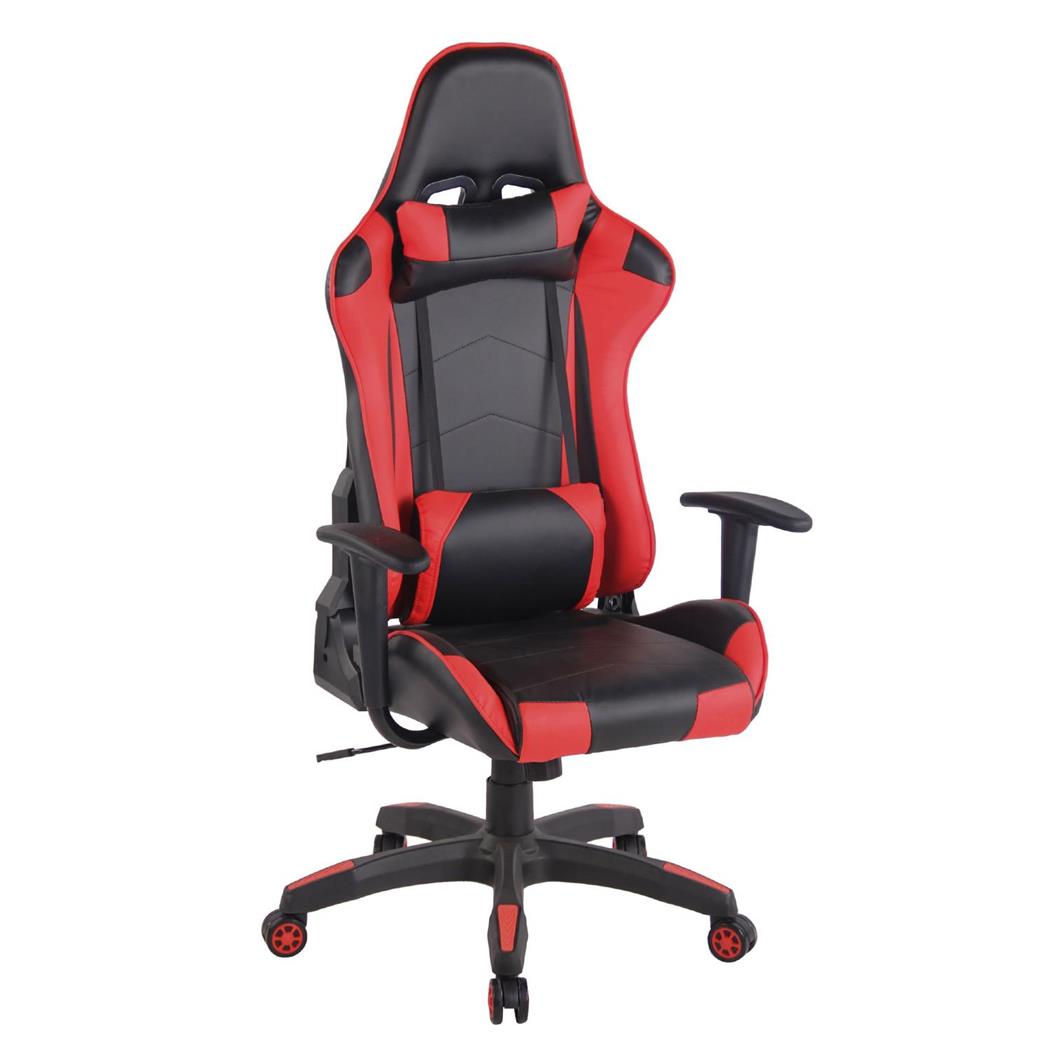 Poltrona Gaming DARIUS, Sostegno Lombare e Cervicale, Pelle, Nero e Rosso