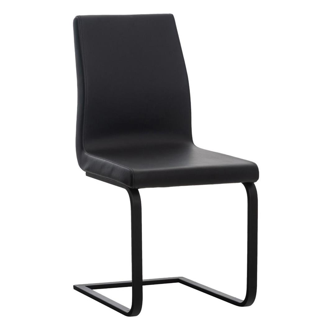 Sedia Per Sala d'Attesa ELARA, Telaio in Metallo Nero, Molto Imbottita, Pelle Nera