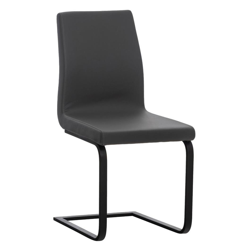 Sedia Per Sala d'Attesa ELARA, Telaio in Metallo Nero, Molto Imbottita, Pelle Grigia
