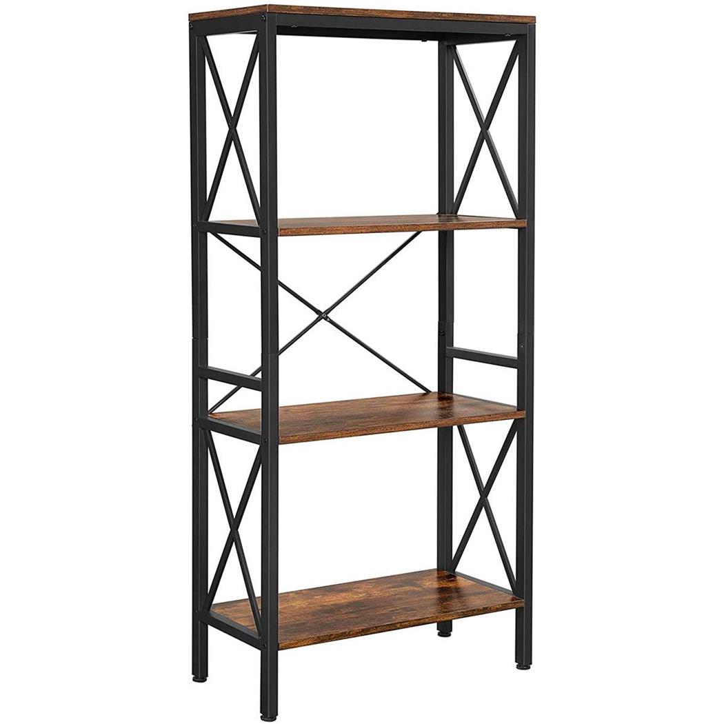 Libreria stile Industrial SELENE, 60x30x133 cm, Acciaio e Legno color Noce