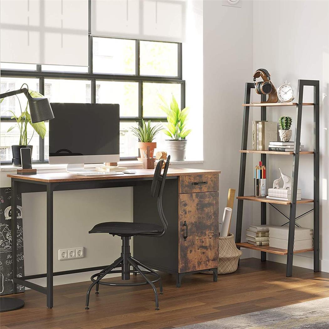 Scrivania per PC AISHA, 130x55x75cm, Mobiletto Incorporato, Legno Faggio