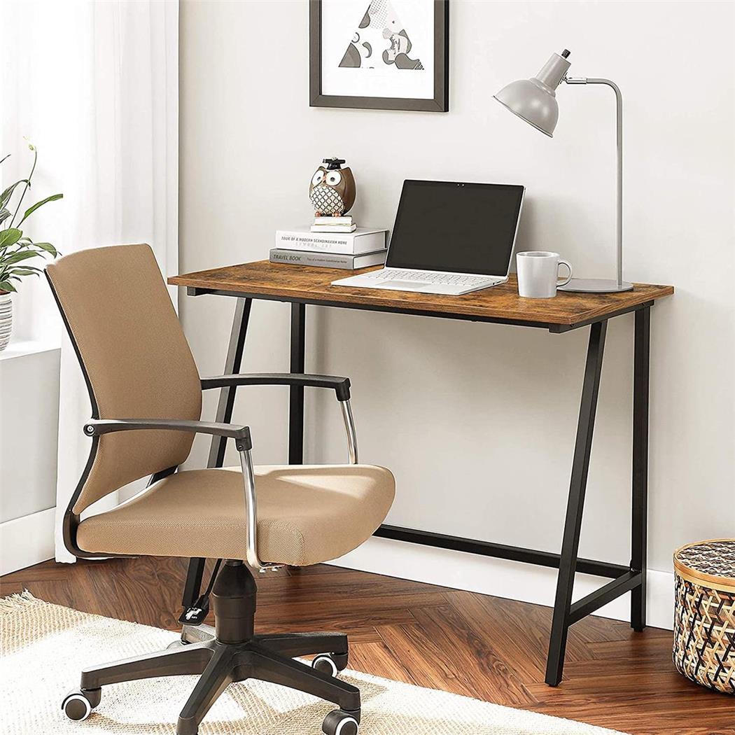 Scrivania per PC EDANY, 100x50x75 cm, in Metallo e Legno color Faggio