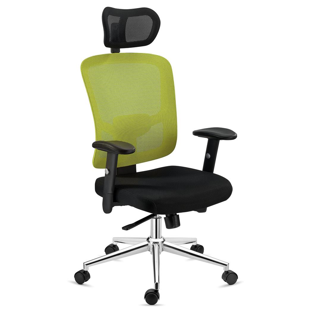 DEMO# Sedia Ergonomica MARKO, Poggiatesta, Sostegno Lombare, Reclinazione sincronizzata, in Verde