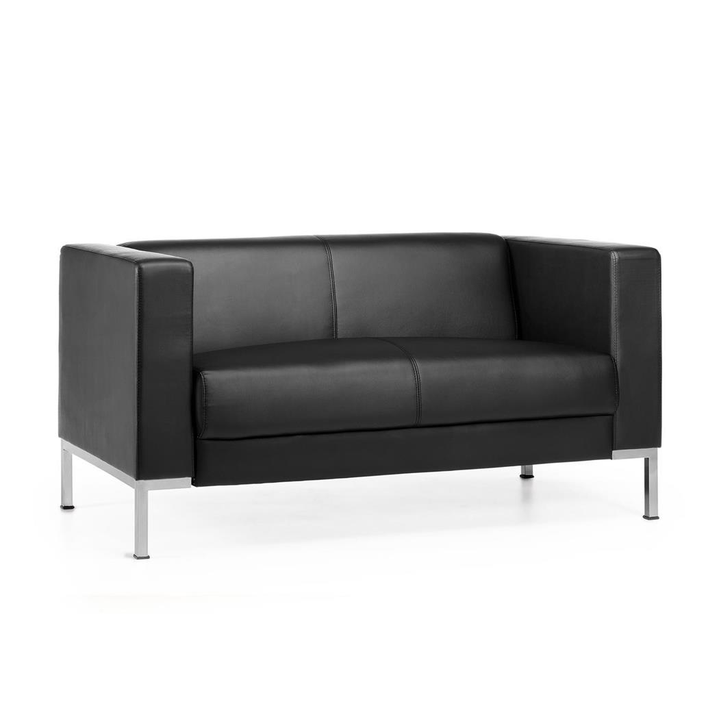DEMO# Divano a 2 posti CAPIO, Design Elegante, Grande Comfort, Pelle Nera