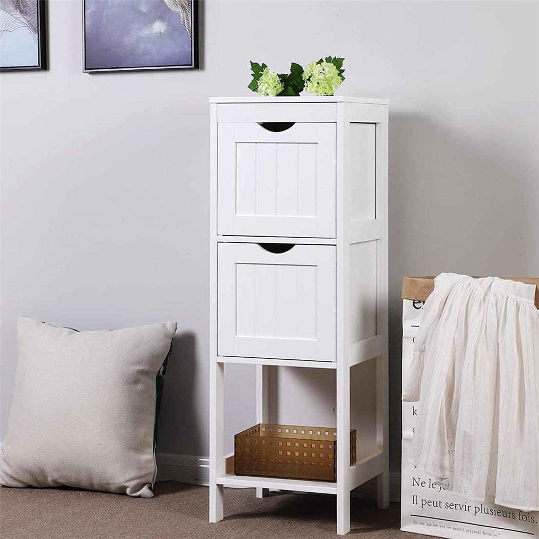 Mobiletto JULIUS, Comodi Cassetti Estraibili, 30x30x89 cm, Legno Bianco