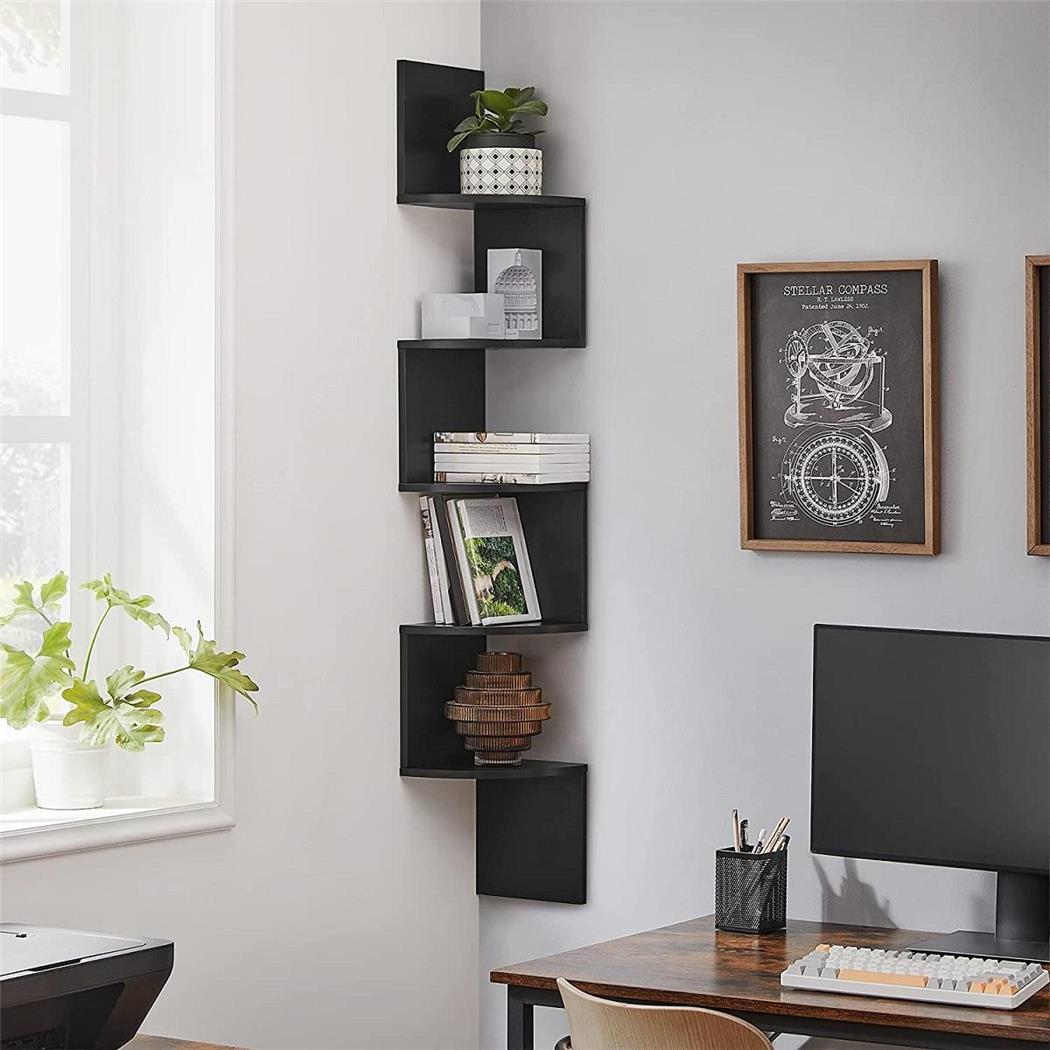 Libreria a Parete LINSDAY, 20x20x127,5 cm, In Legno colore Nero