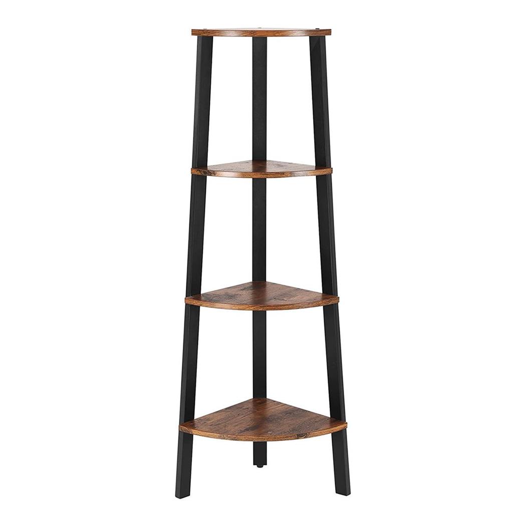 Libreria MIRKO, Angolare, 34x34x125 cm, In Metallo e Legno color Faggio