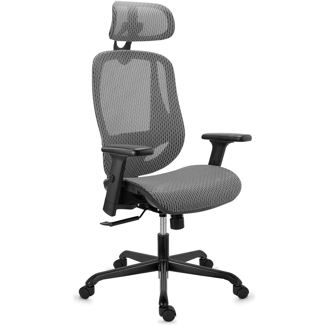 DEMO# Sedia Ergonomica NOVA, Confortevole e Regolabile, Alta Qualità, in Rete, Grigio