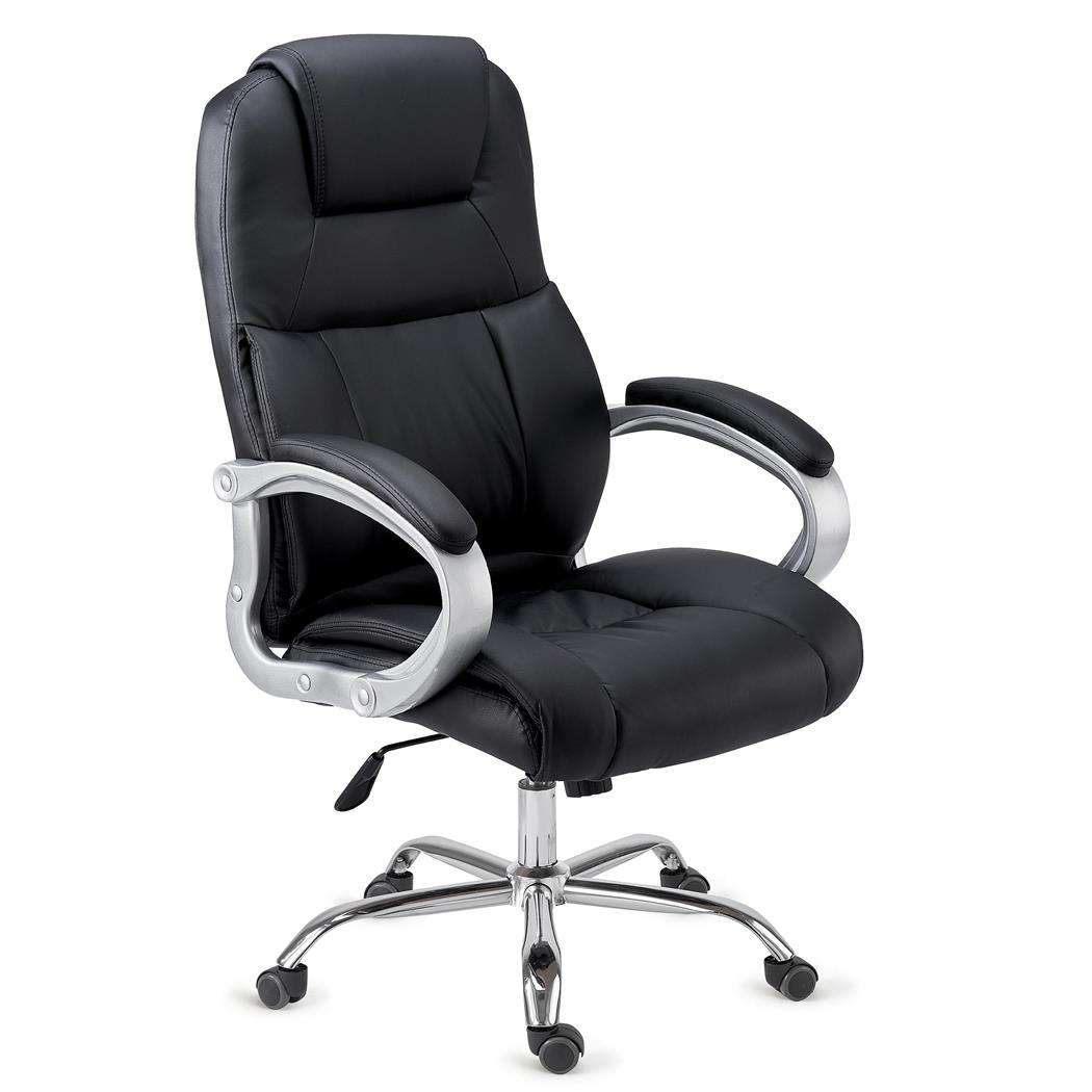 DEMO# Poltrona da ufficio BOSTON, Confortevole, Fino a 150kg, Acciaio, Nero